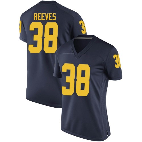 Geoffrey Reeves Michigan Wolverines Women's NCAA #38 Navy Game Brand Jordan College Stitched Football Jersey LNH0354EN